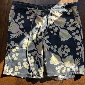 Katin Black Floral-Accent Drawstring Shorts
